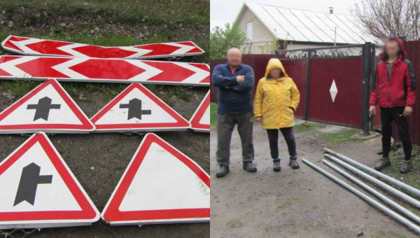 Біля села Житомирської області молодики викрали понад десяток дорожніх знаків